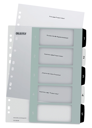 Leitz Registre imprimable PP A4+ 1-5 blanc/noir