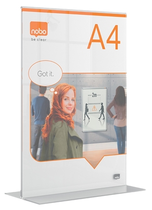Nobo Porte-affiche Premium Plus en acrylique avec pied en T A4