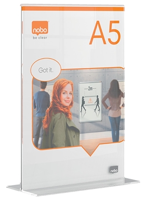 Nobo Porte-affiche Premium Plus en acrylique, pied en T, format A5