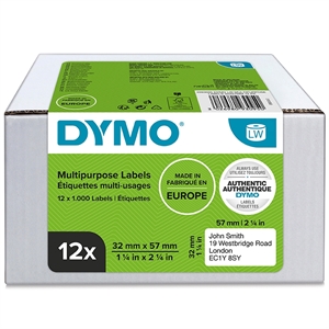 Dymo Label Multi 32 x 57 mm remov blanc mm, 12 x 1000 pièces.