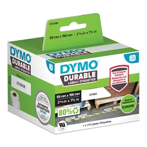 Étiquette pour étagère résistante Dymo LabelWriter, 59 mm x 190 mm, unité.