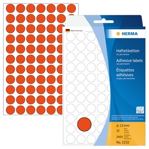 HERMA étiquette manuelle ø13mm rouge, 2464 pièces.