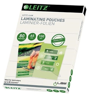 Leitz Pochettes de plastification brillantes 80 microns A5 (100)