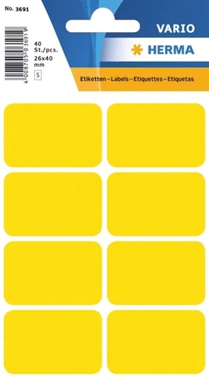 HERMA étiquettes manuelles 26 x 40 mm jaunes, 40 pièces.