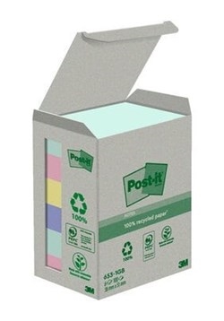 3M Post-it Notes 38 x 51 mm, couleurs assorties recyclées - pack de 6