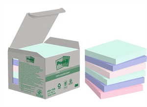 3M Post-it Recycled mélange de couleurs 76 x 76 mm, 100 feuilles - paquet de 6