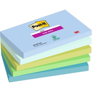 3M Notes Post-it Super Sticky Oasis 76 x 127 mm, - 90 feuilles - 5 paquets