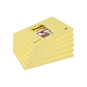 3M Post-it notes super collants 76 x 127 mm, jaune - pack de 6