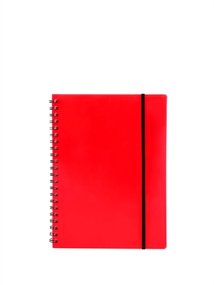 Büngers Cahier A5 en plastique avec reliure spirale rouge