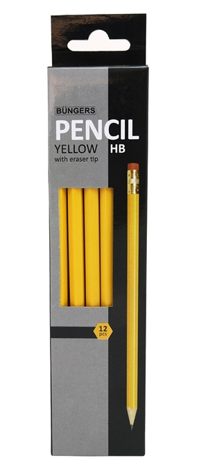 Büngers Crayon jaune avec gomme HB (12)