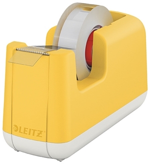 Le distributeur de ruban adhésif Leitz comprend du ruban Cosy jaune