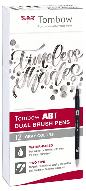 Tombow Marker ABT Dual Brush 12P-3, couleurs gris (12)