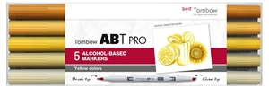 Tombow Marqueur à l'alcool ABT PRO Dual Brush 5P-5 couleurs jaunes (5)