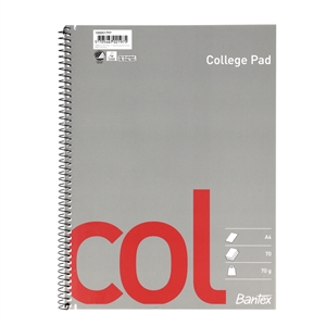 Bantex cahier collégial A4 sans perforations, non ligné, 70 feuilles 70g.