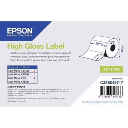 High Gloss Label - étiquettes découpées 102 mm x 51 mm (2310 étiquettes)