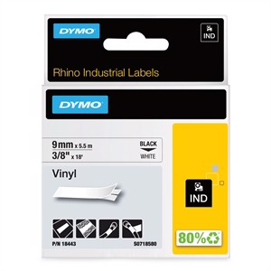 Tape Rhino 9mm x 5,5m vinyle noir/blanc