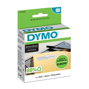 Dymo Étiquette Retour 25 x 54 mm blanc permanent, 500 pièces.