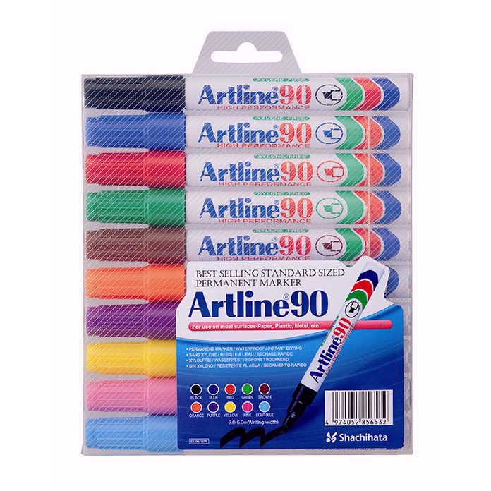 Artline Marker 90 Set de 10 couleurs assorties