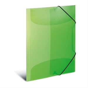 HERMA 3-klap elastikmappe PP A3 transp grøn translates to French as:Dossier à élastique à 3 rabats HERMA, format A3, couleur transparent vert.