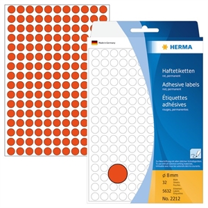HERMA étiquettes manuelles ø8 rouge mm, 5632 pièces.