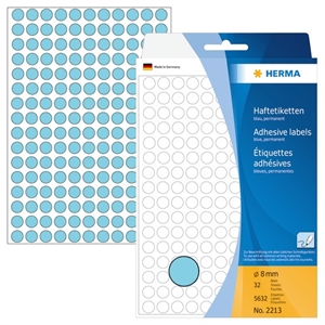 HERMA étiquette manuelle ø8 bleu mm, 5632 pièces.