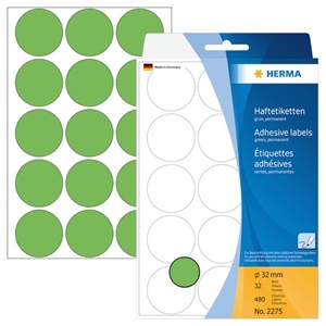HERMA étiquettes manuelles ø32 vert mm, 480 pièces.