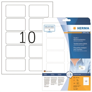 HERMA étiquette textile amovible 80 x 50 mm blanc, pack de 100.