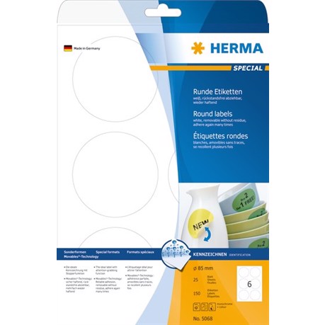 HERMA étiquette amovible Ø85 mm, 600 pcs.