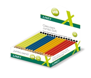 Linex Jumbo Présentoir de crayons à papier pour école, 80 pièces assorties.