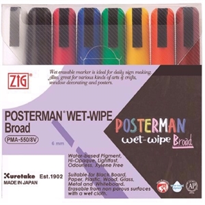 ZIG Marker Posterman wet-wipe 6mm 8 - set

ZIG Marqueur Posterman effaçable à l'eau 6mm 8 - ensemble
