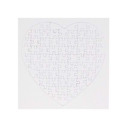 Sublimation Puzzle 19 x 19 cm - Cardboard 73 pcs Heart Shape High Gloss White