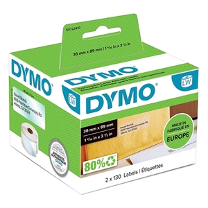 Dymo Label Addressing 36 x 89 perm transp mm, 260 pcs. 

Dymo Étiquette d'Adressage 36 x 89 perm transp mm, 260 pcs.