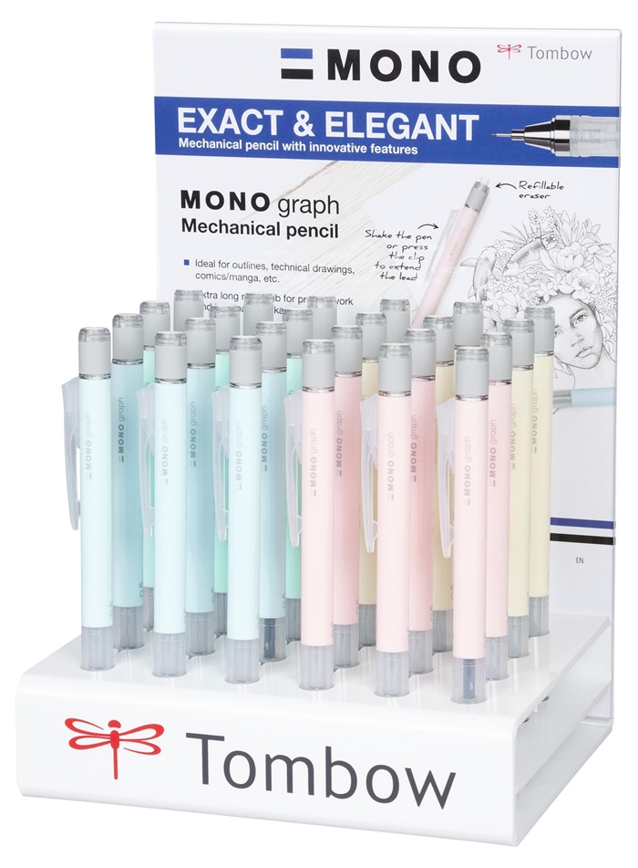 Tombow Crayon graphite MONO graph 0,5 présentoir pastel (24)