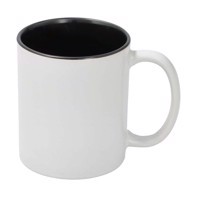 Sublimation Mug 11oz - inside Black & handle White Dishwasher & Microwave Safe