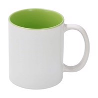 Sublimation Mug 11oz - inside Light Green & handle White Dishwasher & Microwave Safe
