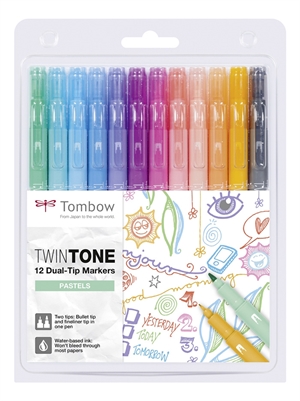 Tombow Marqueur TwinTone pastel 0,3/0,8 (12)